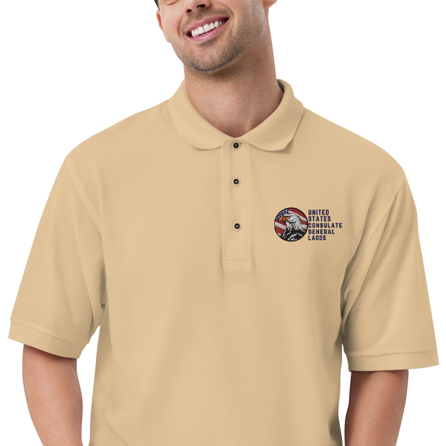 Men's Embroidered Polo, Watchful Eagle: Lagos