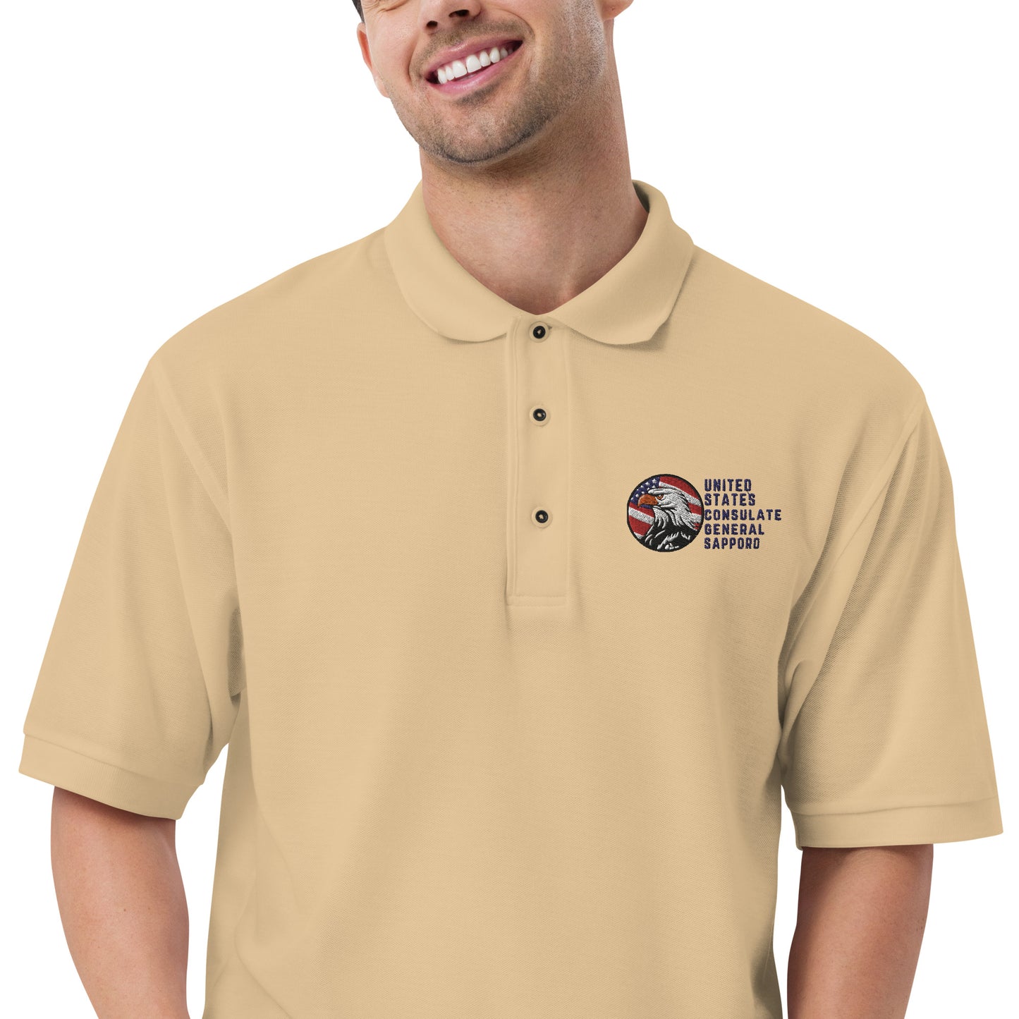 Men's Embroidered Polo, Watchful Eagle: Sapporo