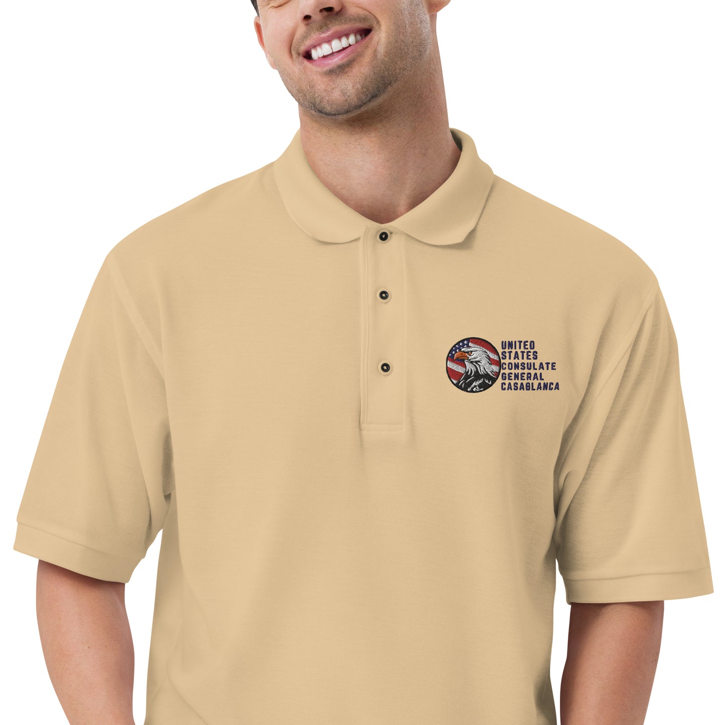 Men's Embroidered Polo, Watchful Eagle: Casablanca
