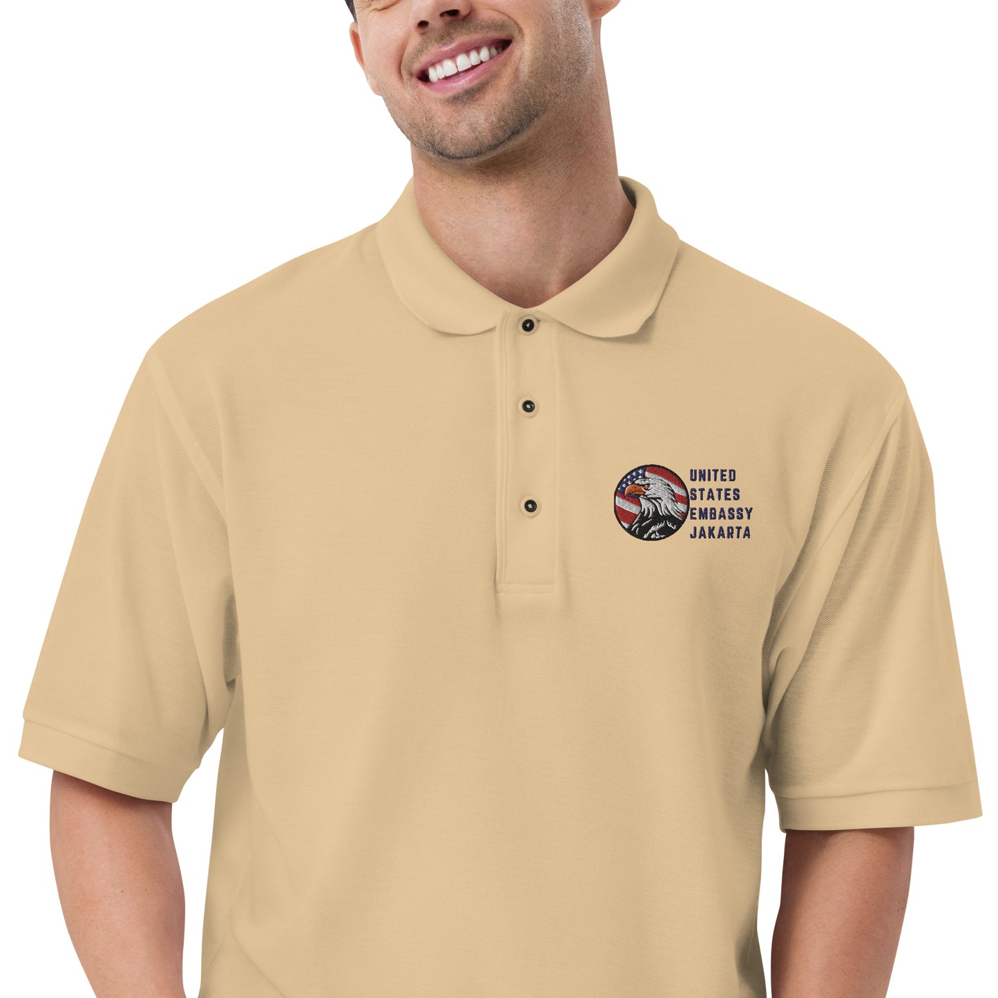 Men's Embroidered Polo, Watchful Eagle:Jakarta