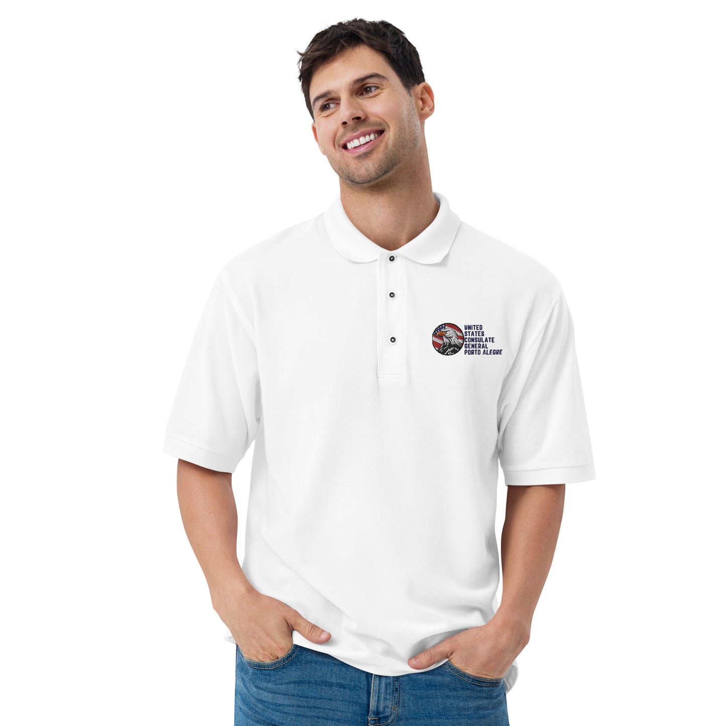 Men's Embroidered Polo, Watchful Eagle: Porto Alegre