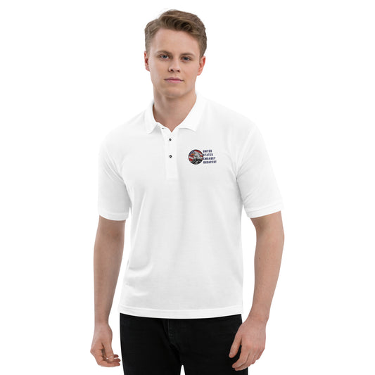 Men's Embroidered Polo, Watchful Eagle:Hungary