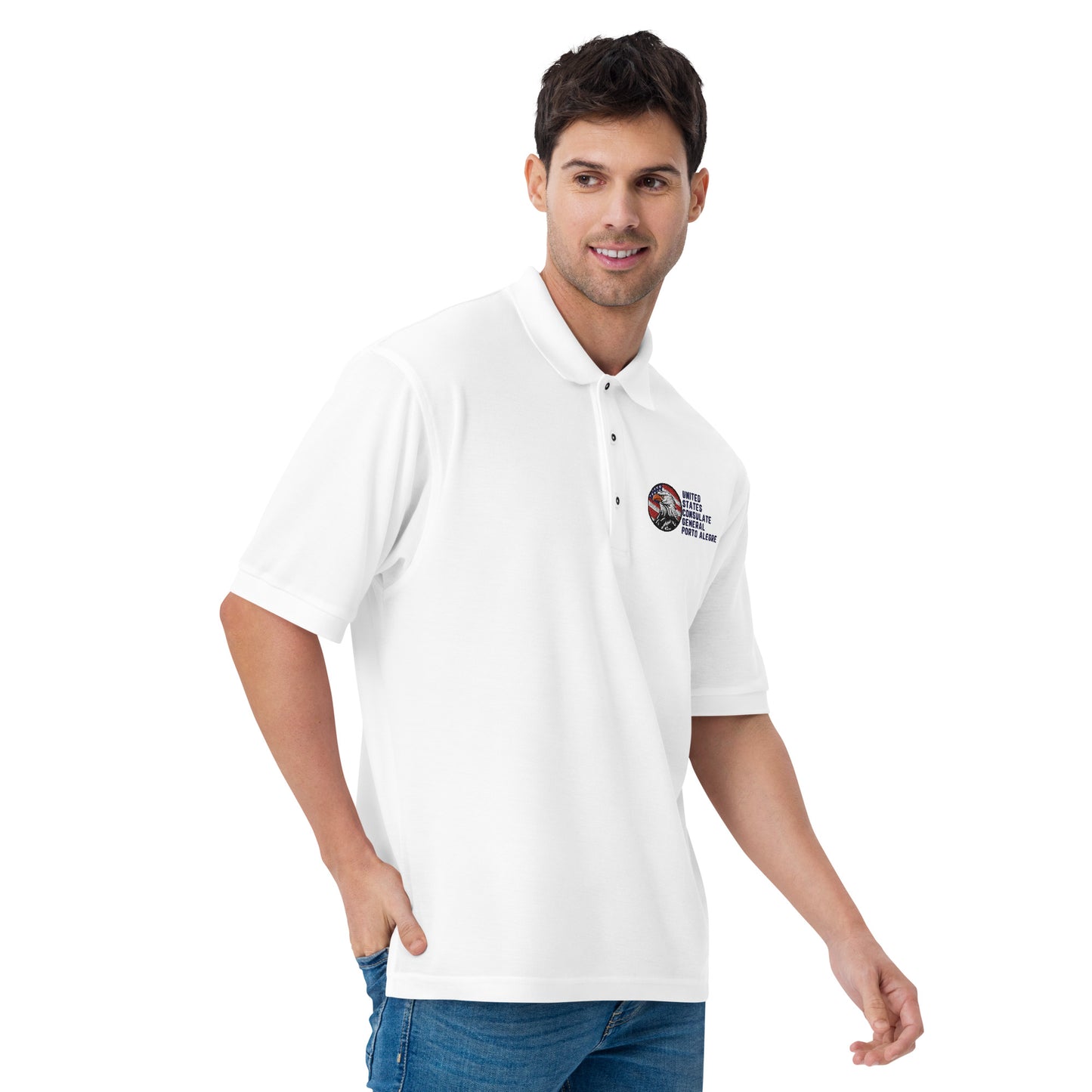 Men's Embroidered Polo, Watchful Eagle: Porto Alegre