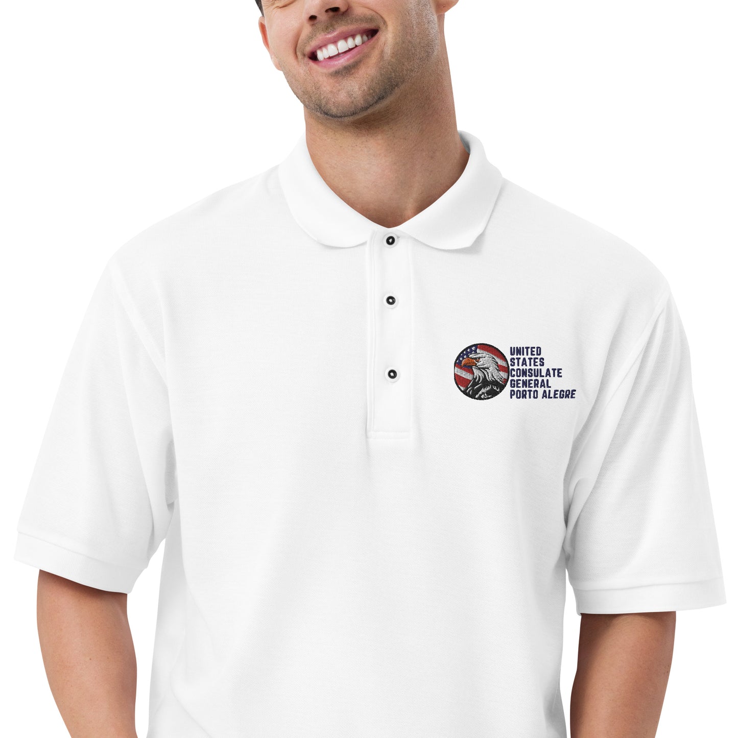 Men's Embroidered Polo, Watchful Eagle: Porto Alegre