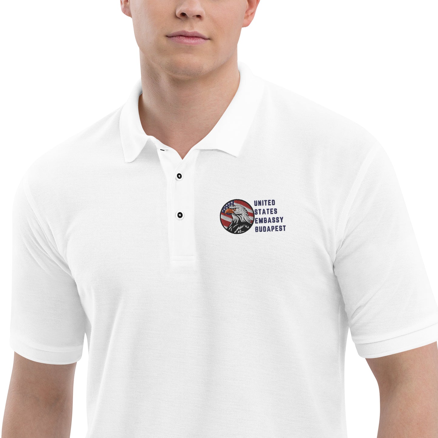 Men's Embroidered Polo, Watchful Eagle:Hungary